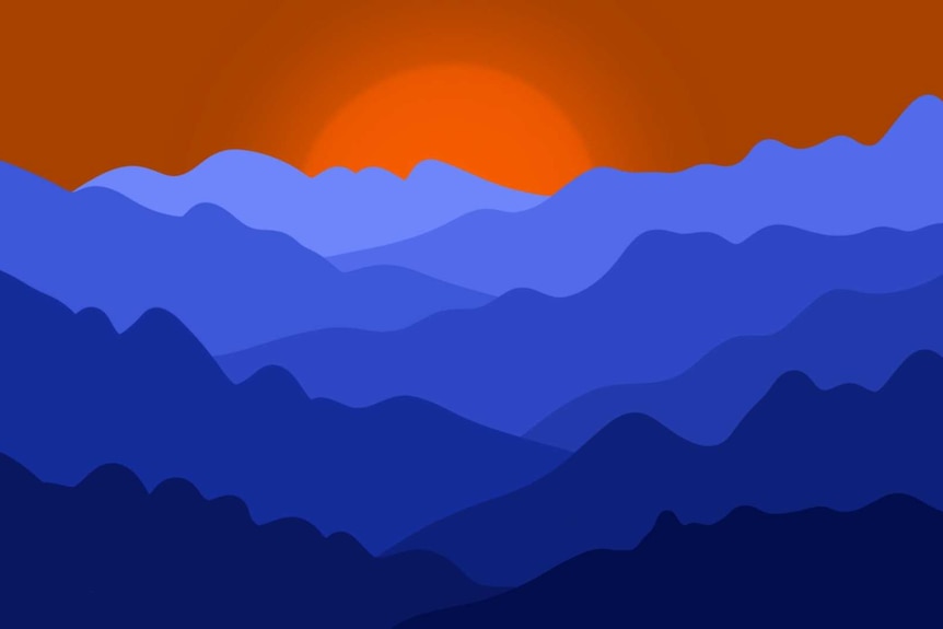 Illustration of a sunset at sea