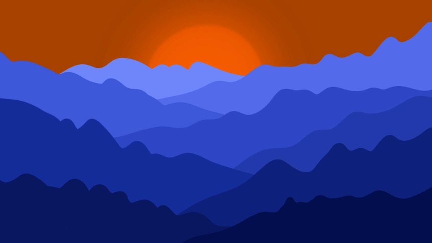 Illustration of a sunset at sea