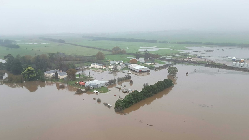 Flooded farm in northern Tasmania