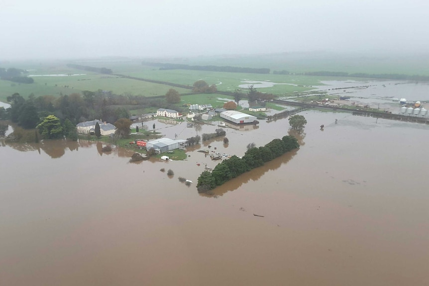 Flooded farm in northern Tasmania