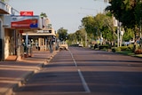 The quiet main street of Katherine during a COVID-19 lockdown.