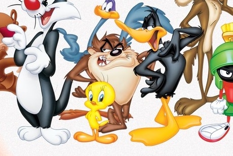 A cast of cartoon characters.