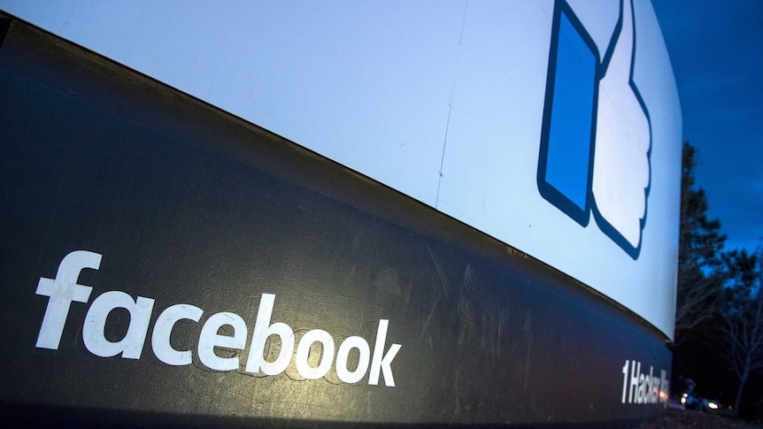 A giant thumbs-up sign at the Facebook office.