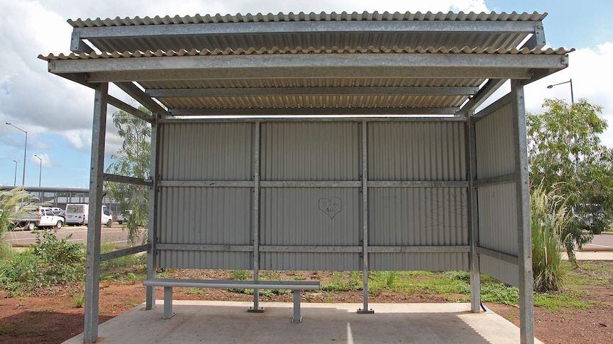 A photo of the bus stop at the Darwin Correctional Centre.