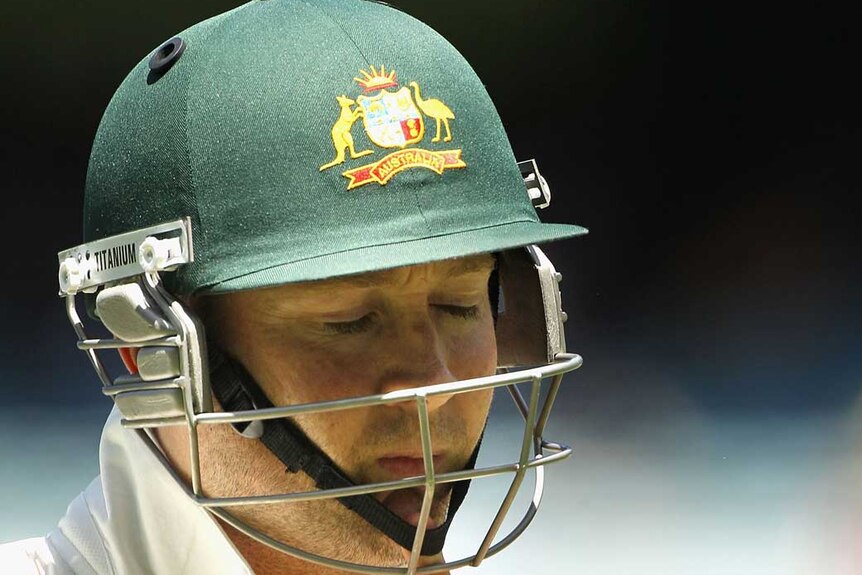 Clarke closes his eyes after being dismissed