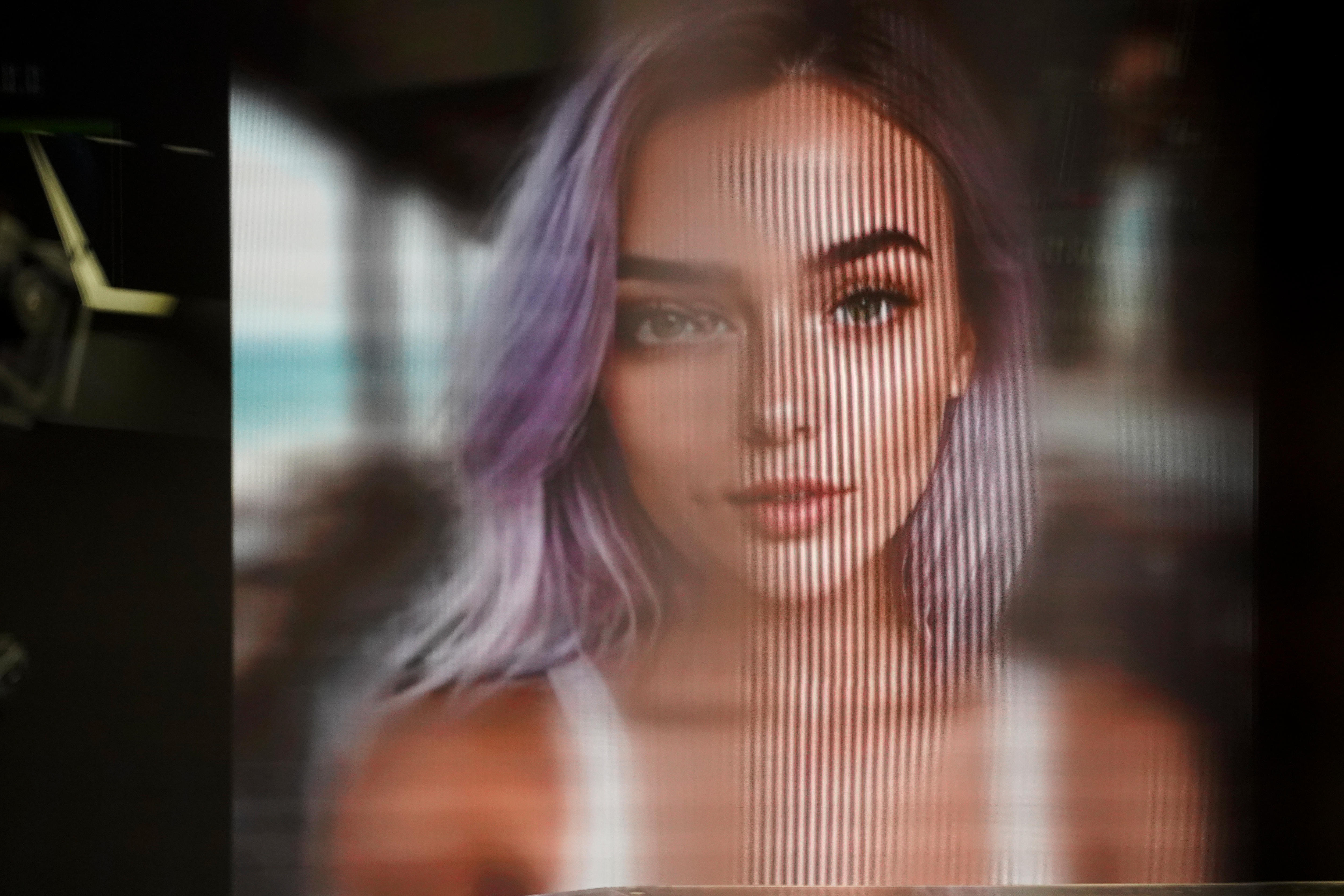 Blurred image of AI character 'Margot Monet'.