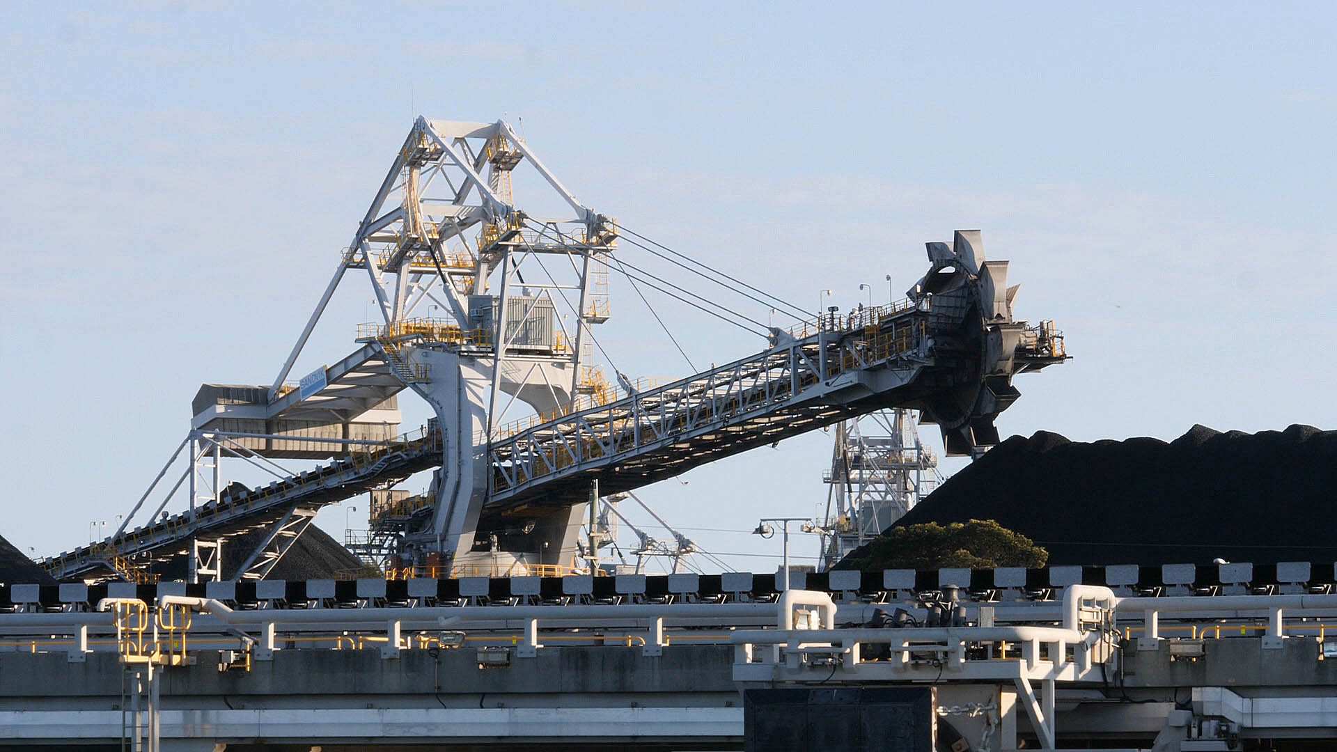 Coal is loaded onto ships.