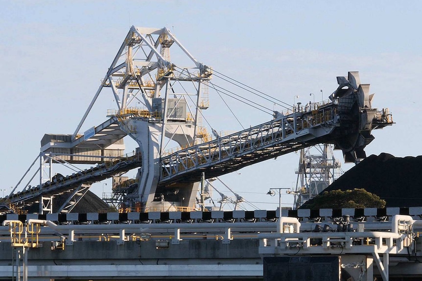 Coal is loaded on ships.