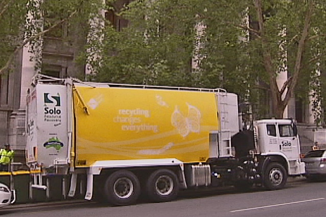 Garbage truck parked outside Parliament