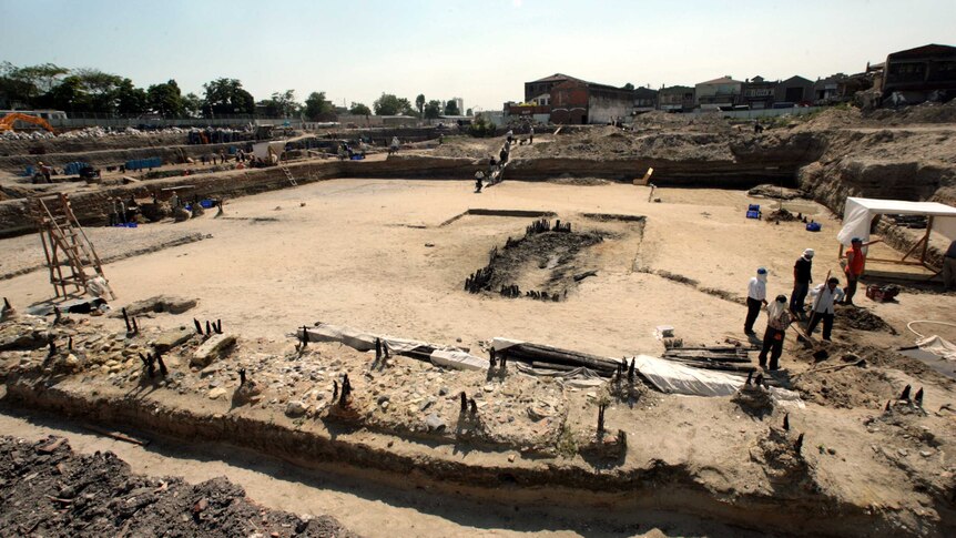 Byzantine port uncovered during the construction of the Marmaray