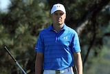 Jordan Spieth looks on during the final round of the Masters