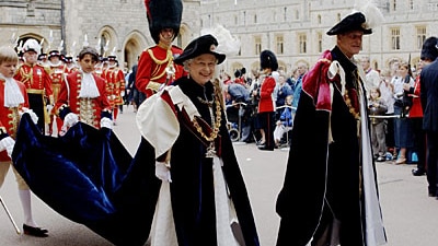 The Queen and the Duke of Edinburgh at the Order of the Garter ceremony at Windsor Castle.
