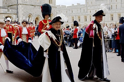 The Queen and the Duke of Edinburgh at the Order of the Garter ceremony at Windsor Castle.