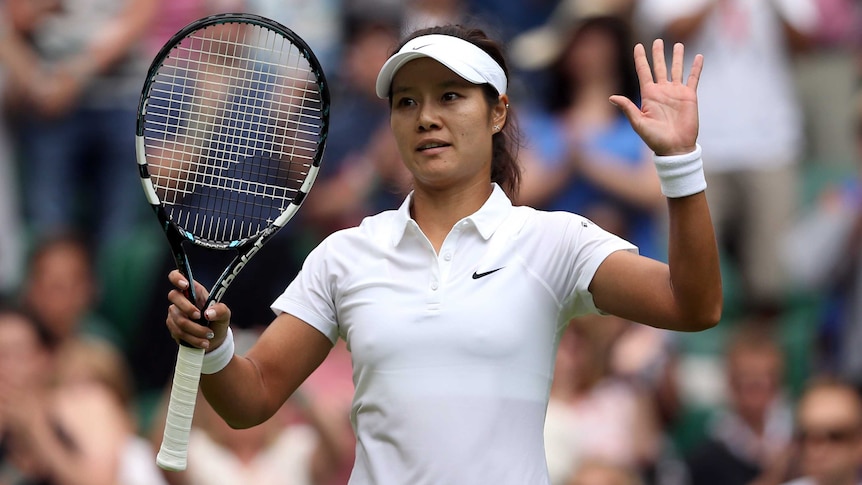 China's Li Na celebrates at Wimbledon.