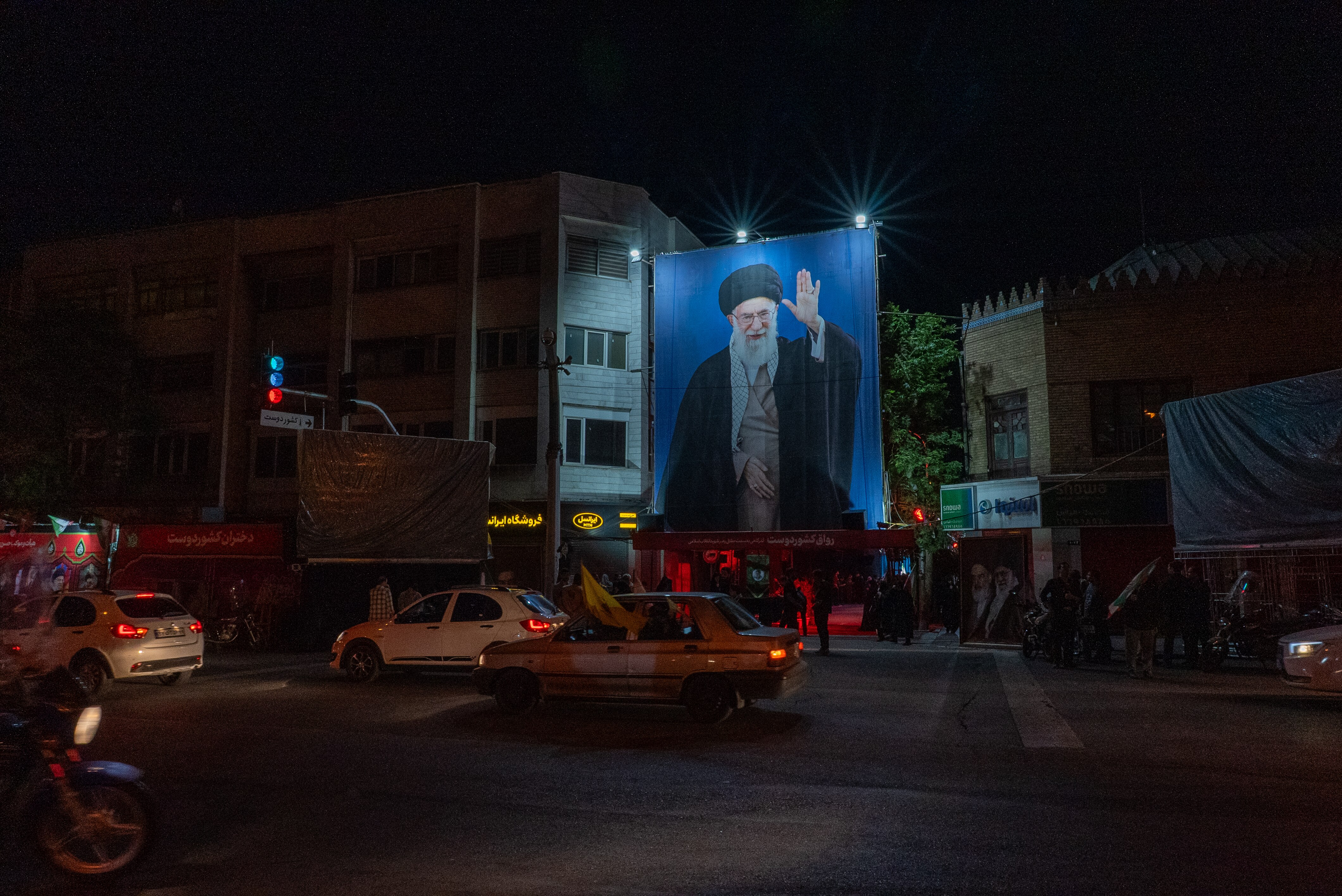 A mural of Ali Khamenei on the street of Tehran.