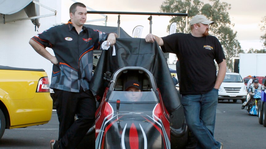 Top Alcohol drag racing competitor Jamie Noonan is ready to be taken to the track