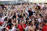 England fans in South London celebrate during the quarterfinal win over Sweden