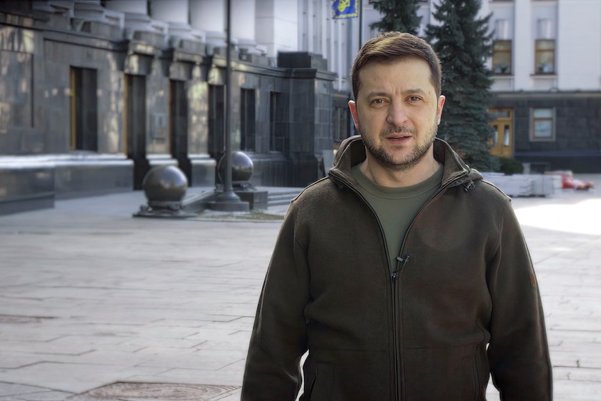 Ukrainian President Volodymyr Zelensky out and about in Kyiv as he addresses the world on social media, March 11, 2022.