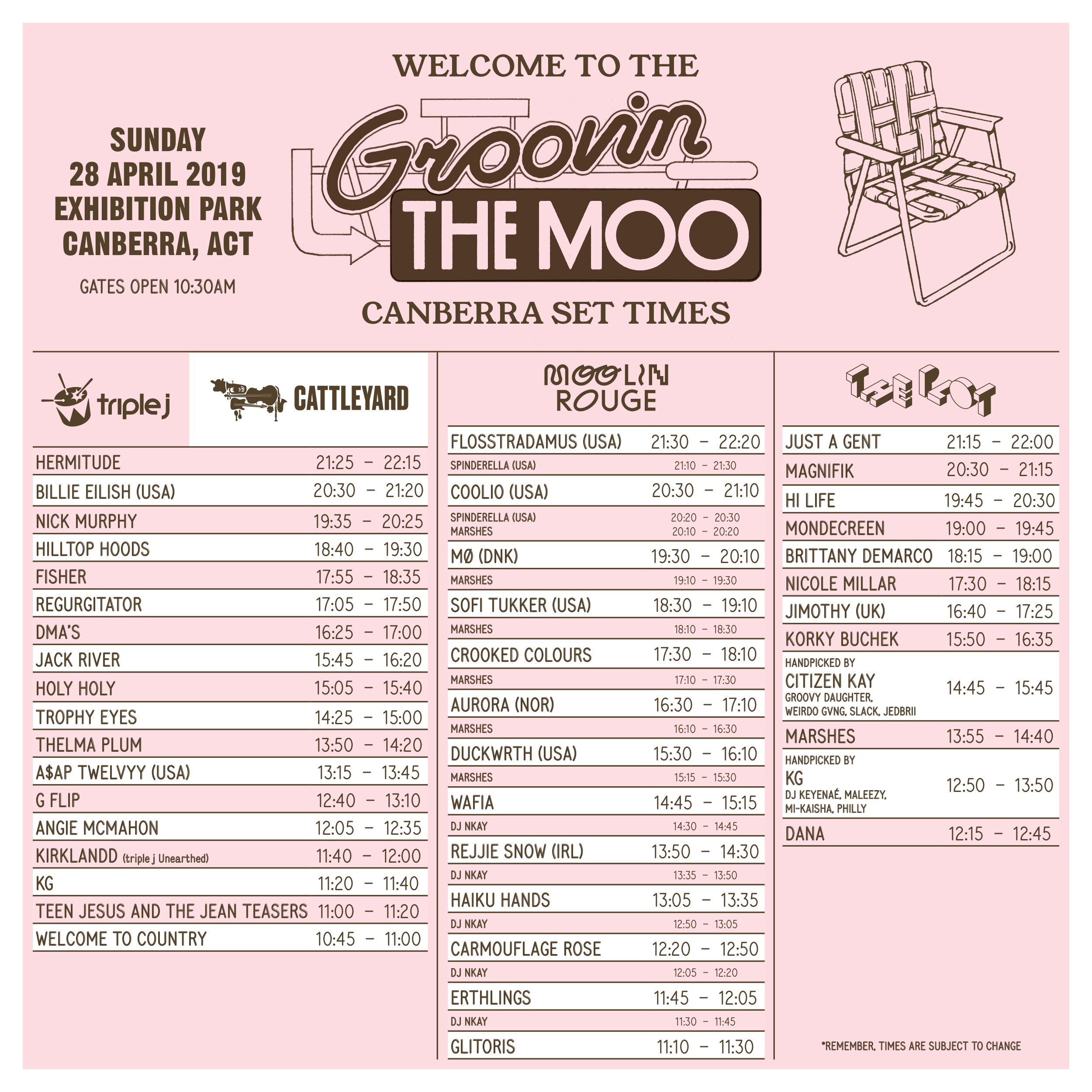 The Groovin The Moo 2019 set times have arrived! triple j