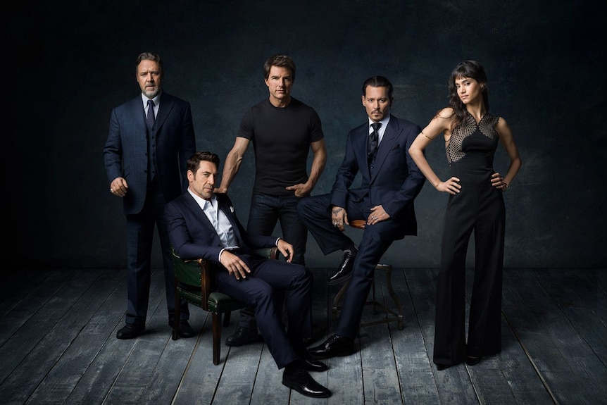 Photo of Russell Crowe, Javier Bardem, Tom Cruise, Johnny Depp and Sofia Boutella 