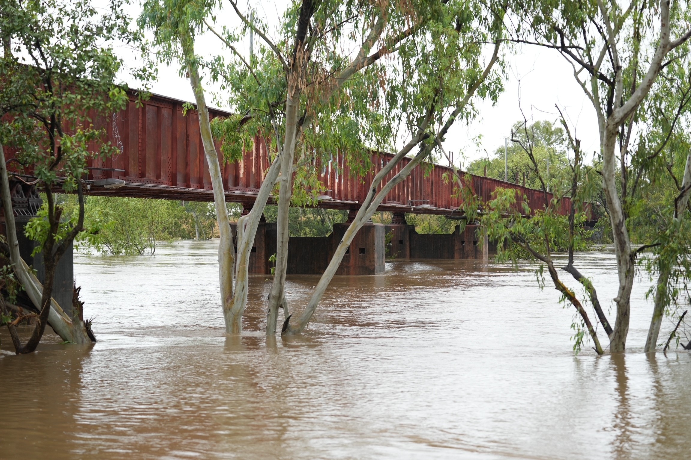 El río, visto desde la orilla, con mayor nivel de agua.