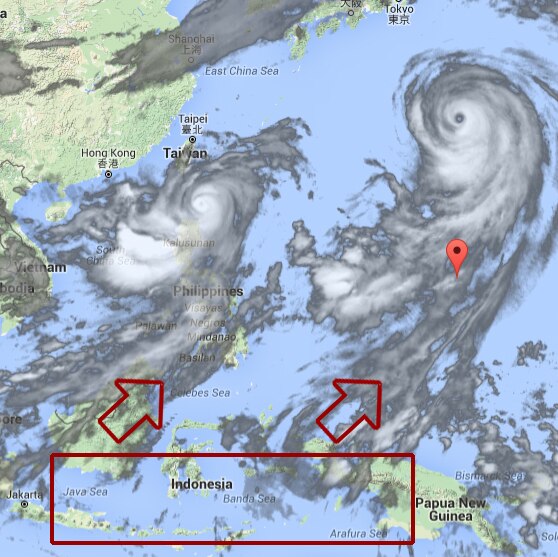 Typhoons pulling Asian smoke haze to the remote western Pacific
