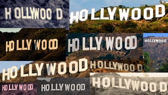 Composite: photos of the Hollywood sign (Flickr)