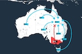 Graphic of Australia map showing border closures of other states to Queensland from July 10, 2020.