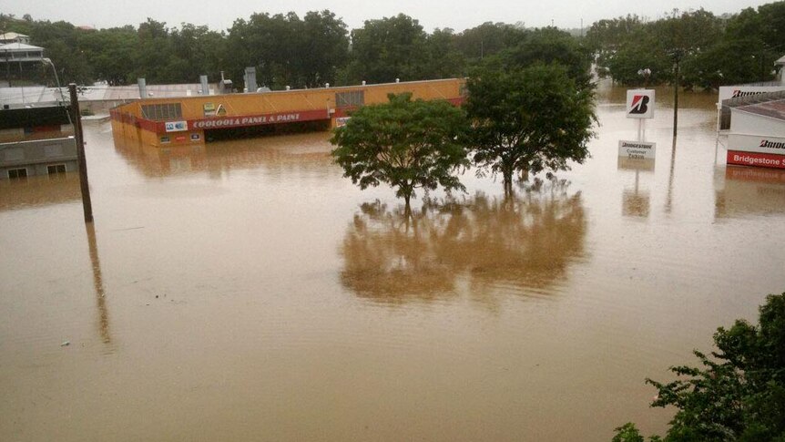 Floodwaters inundate businesses in Gympie's CBD.