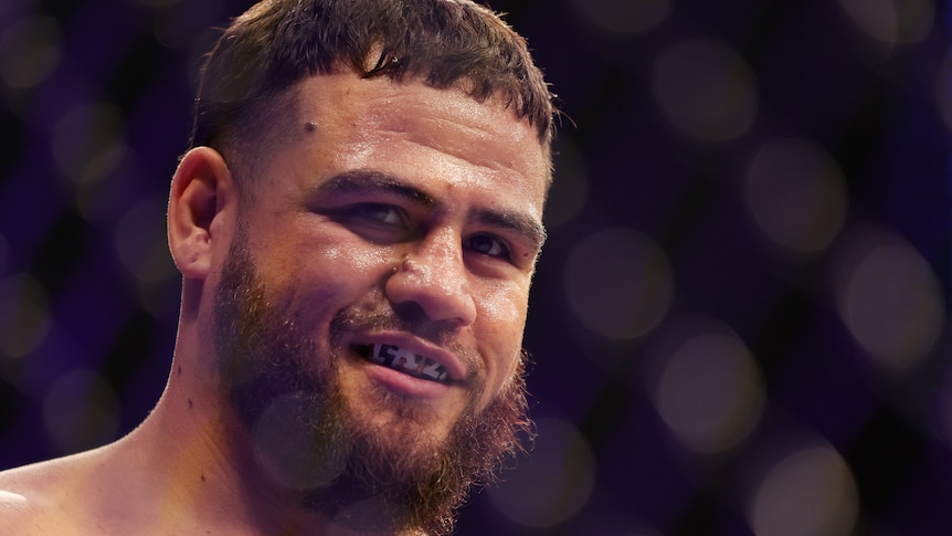 Tai Tuivasa smiles before his fight against Derrick Lewis 