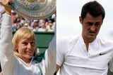 Composite image of tennis great Martina Navratilova and Australia's Bernard Tomic.