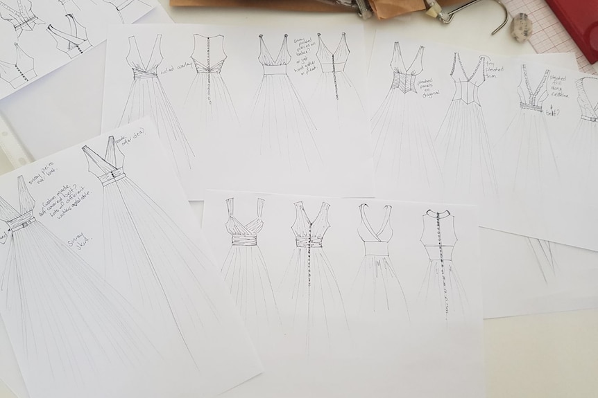 Pencil drawings of wedding dresses