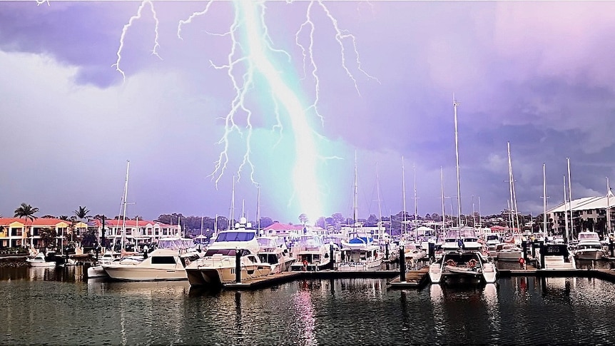 Lightning striking a boat.