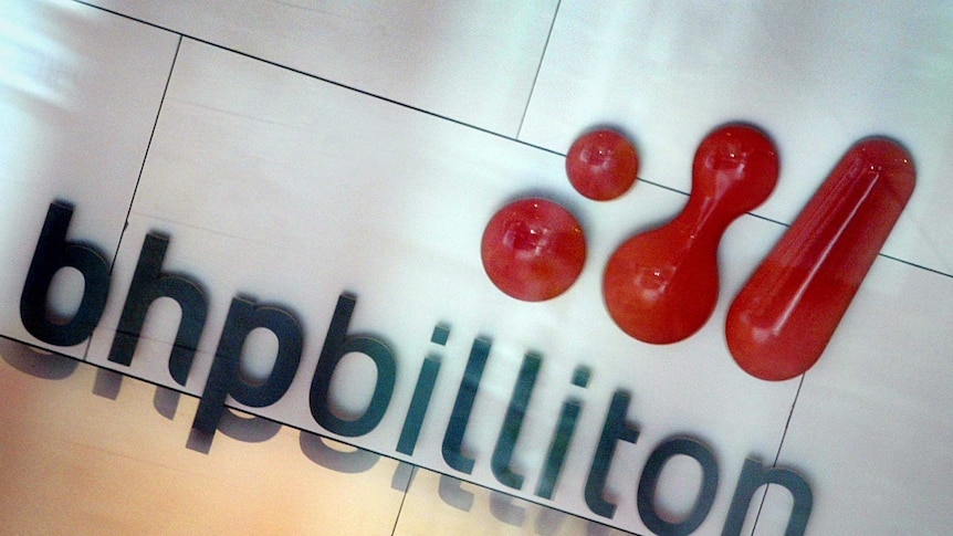 A BHP Billiton logo is seen in the foyer of the company's headquarters in Melbourne.