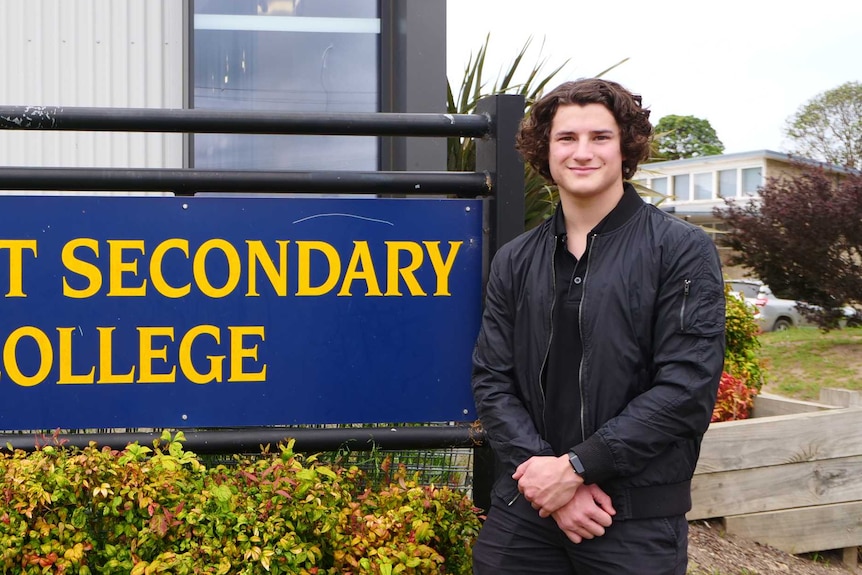Victorian Year 12 student, James Russell, taken outside his school in 2020.