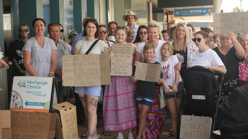 About 50 mums and community members attended the protest calling for maternity services to return to Gladstone