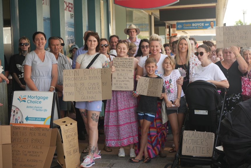 About 50 mums and community members attended the protest calling for maternity services to return to Gladstone