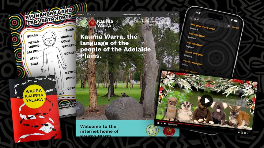 Various resources like books, websites, apps and videos that help teach indigenous languages.