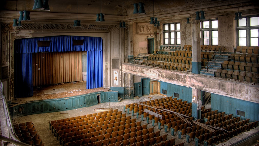 An empty, abandoned theatre inside Thomas Edison High School, Philadelphia