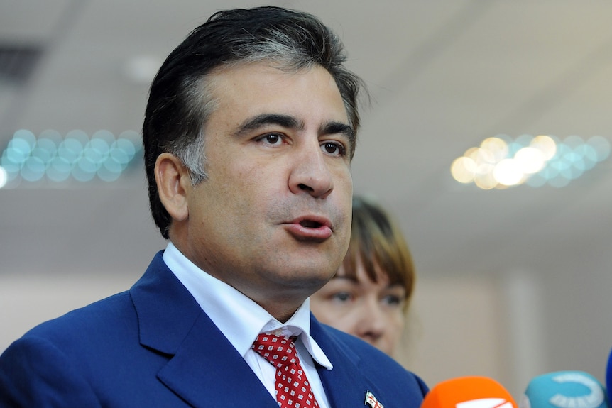 Mikheil Saakashvili at polling station in Tbilisi