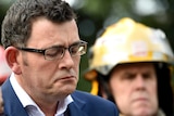 Victorian Premier Daniel Andrews with firefighter