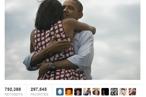 Screenshot of Barack Obama's election-win tweet