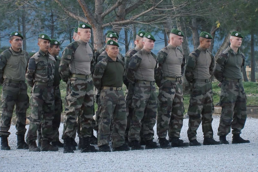 Legionnaires at ease at their Corsica training base.