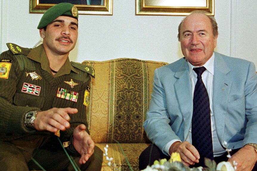 Sepp Blatter meets Prince Ali of Jordan after arriving in Amman in 1999