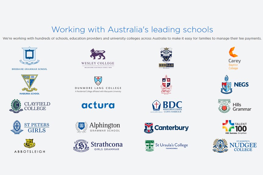 A screenshot from the Edstart website showing 20 school and university college logos on a white background.