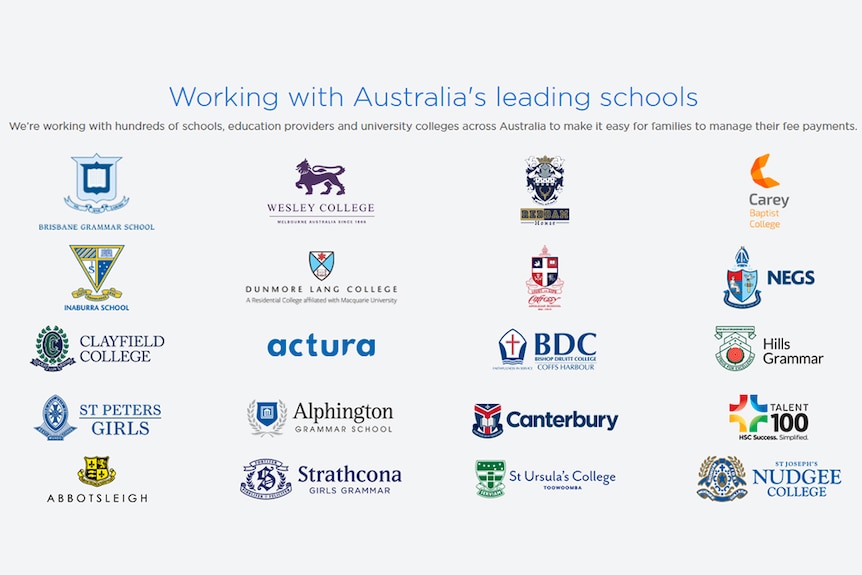 A screenshot from the Edstart website showing 20 school and university college logos on a white background.