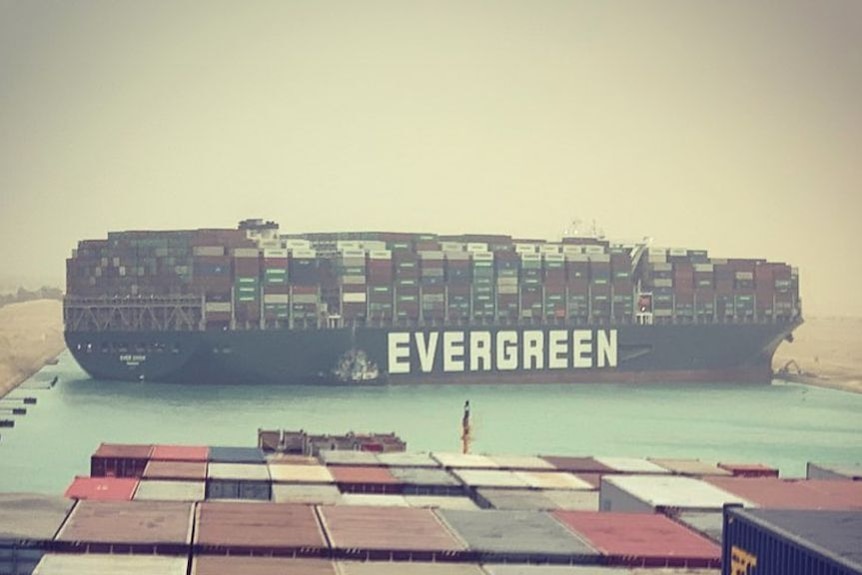 Video shows container ship Ever Given blocking Suez Canal