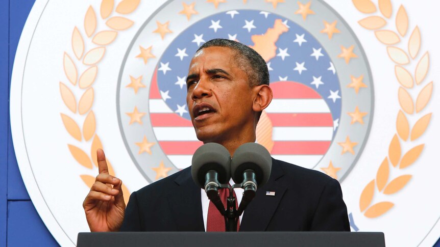 Obama speaks at Korean war memorial in Washington