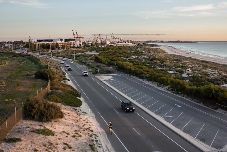 North Fremantle - busy roads and apartments now line the foreshore.