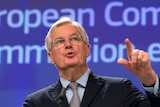 Michel Barnier speaks during a media conference